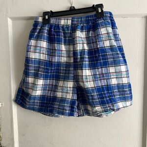 Vintage Blue and White Plaid Athletic Shorts